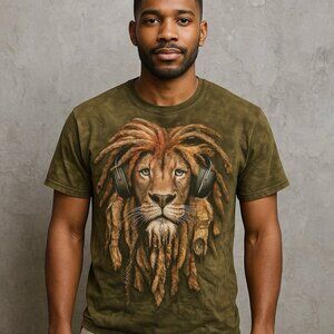 The Mountain Shirt Green Lion Dreadlocks Medium EUC￼